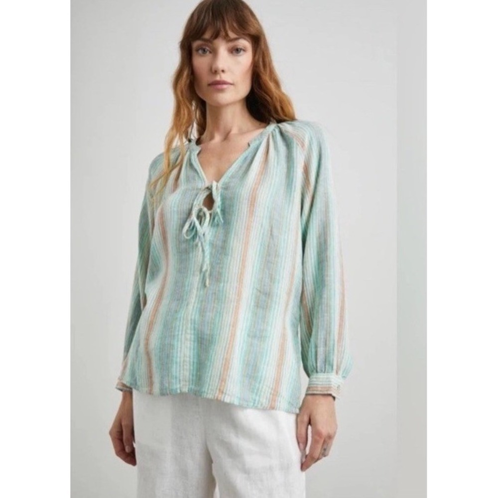 Rails Linen Brielle Top‎ in Seaview Stripe Boho Beach Minimalist Small